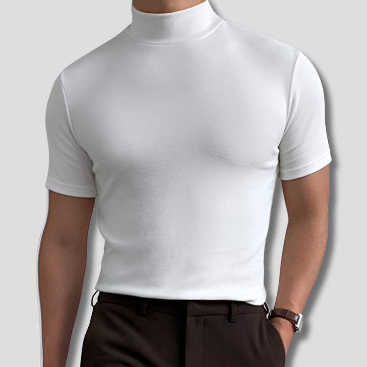 Haut homme élégant et respirant à col montant, idéal pour un style décontracté moderne et un confort quotidien.
