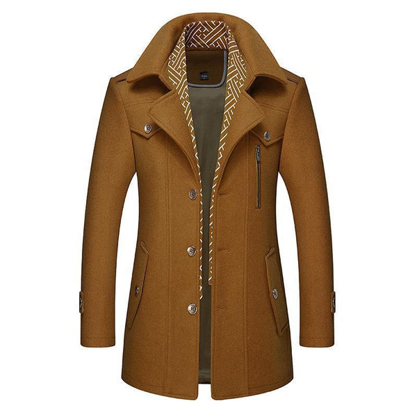 Manteau d'hiver homme en laine, style classique élégant, coupe droite. Parfait pour le froid.