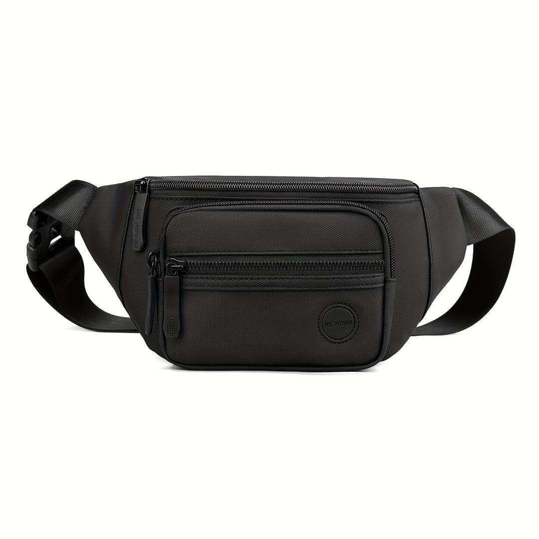 Accessoire homme étanche et robuste, sac banane noir parfait pour le sport, la randonnée et le voyage.