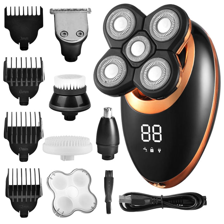 Rasoir électrique homme 4D étanche, sans fil, multifonctionnel pour un rasage facial et corporel précis.