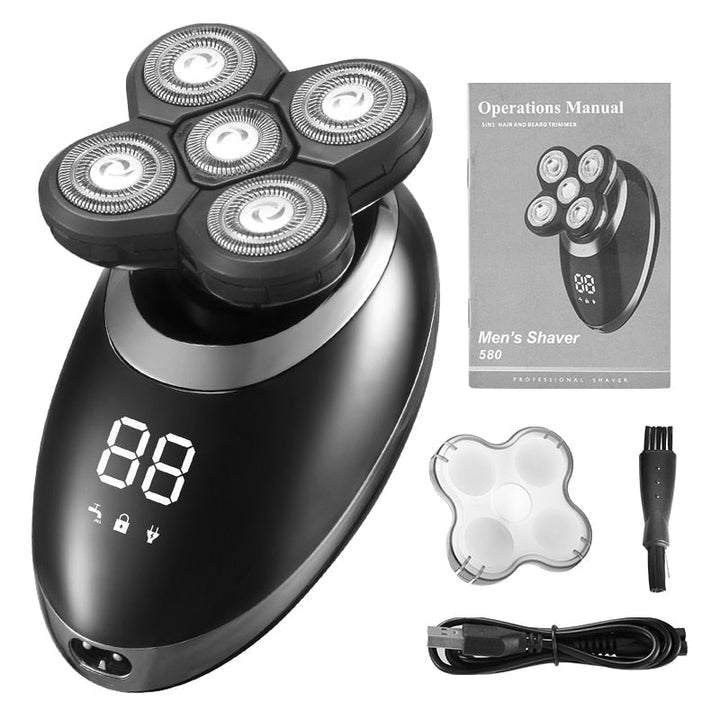 Rasoir électrique sans fil rechargeable, pratique pour un rasage étanche à sec ou sous la douche, hygiène quotidienne.