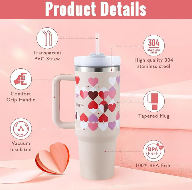Mug isotherme unisexe avec poignée confortable et paille, pour toutes vos boissons.