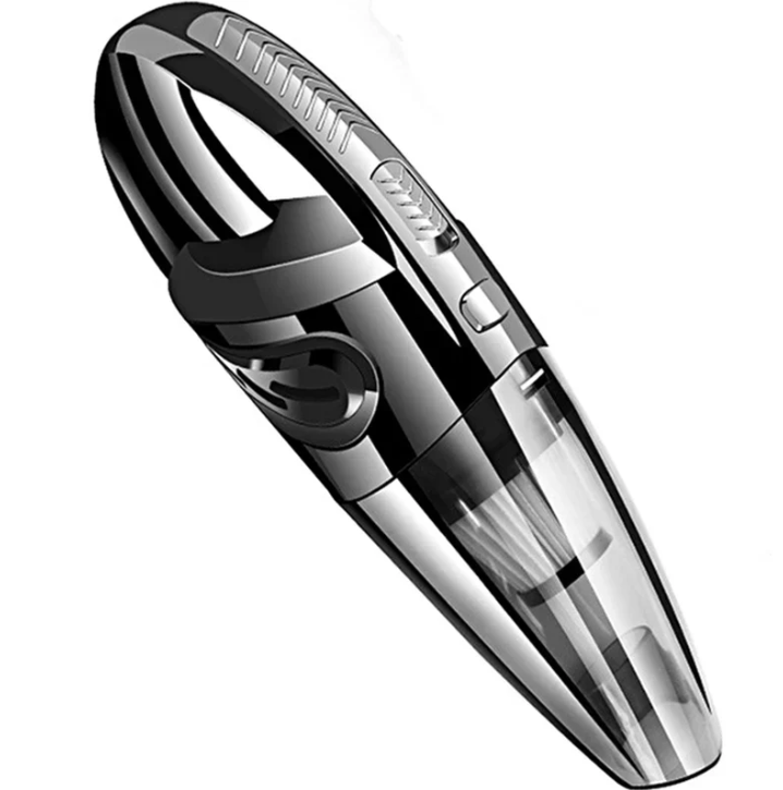 Aspirateur cyclonique sans fil portable noir et rouge pour nettoyage facile voiture et maison.