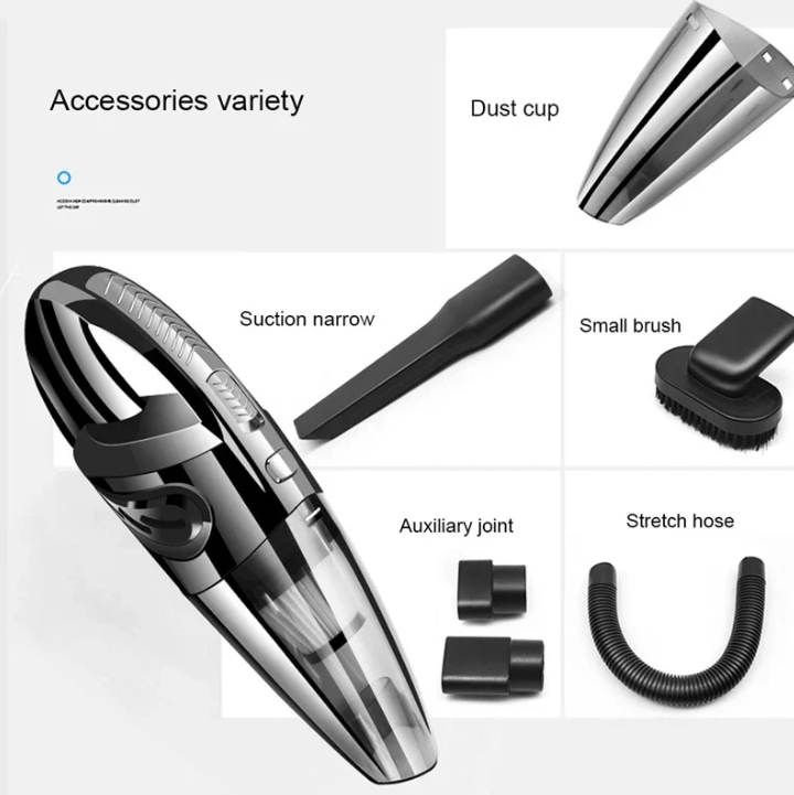Aspirateur sans fil portable noir, technologie cyclonique pour un nettoyage sans effort maison et véhicule.