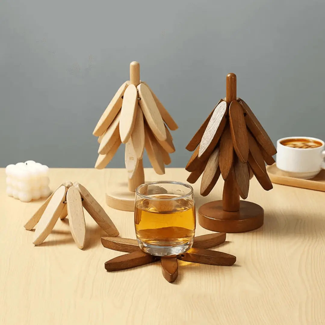 Élégants sous-verres en bois protecteurs, idéal pour la cuisine et la maison. Résistants à la chaleur, design naturel.