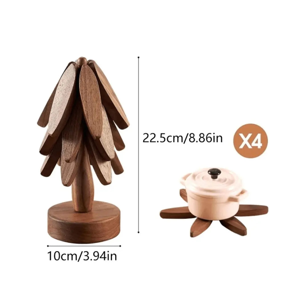 Sous-verres en bois protecteurs avec un design naturel, idéaux pour la maison et la cuisine. Robustes et durables.