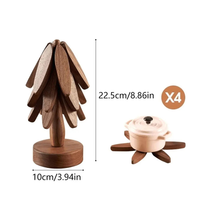 Sous-verres en bois protecteurs avec un design naturel, idéaux pour la maison et la cuisine. Robustes et durables.