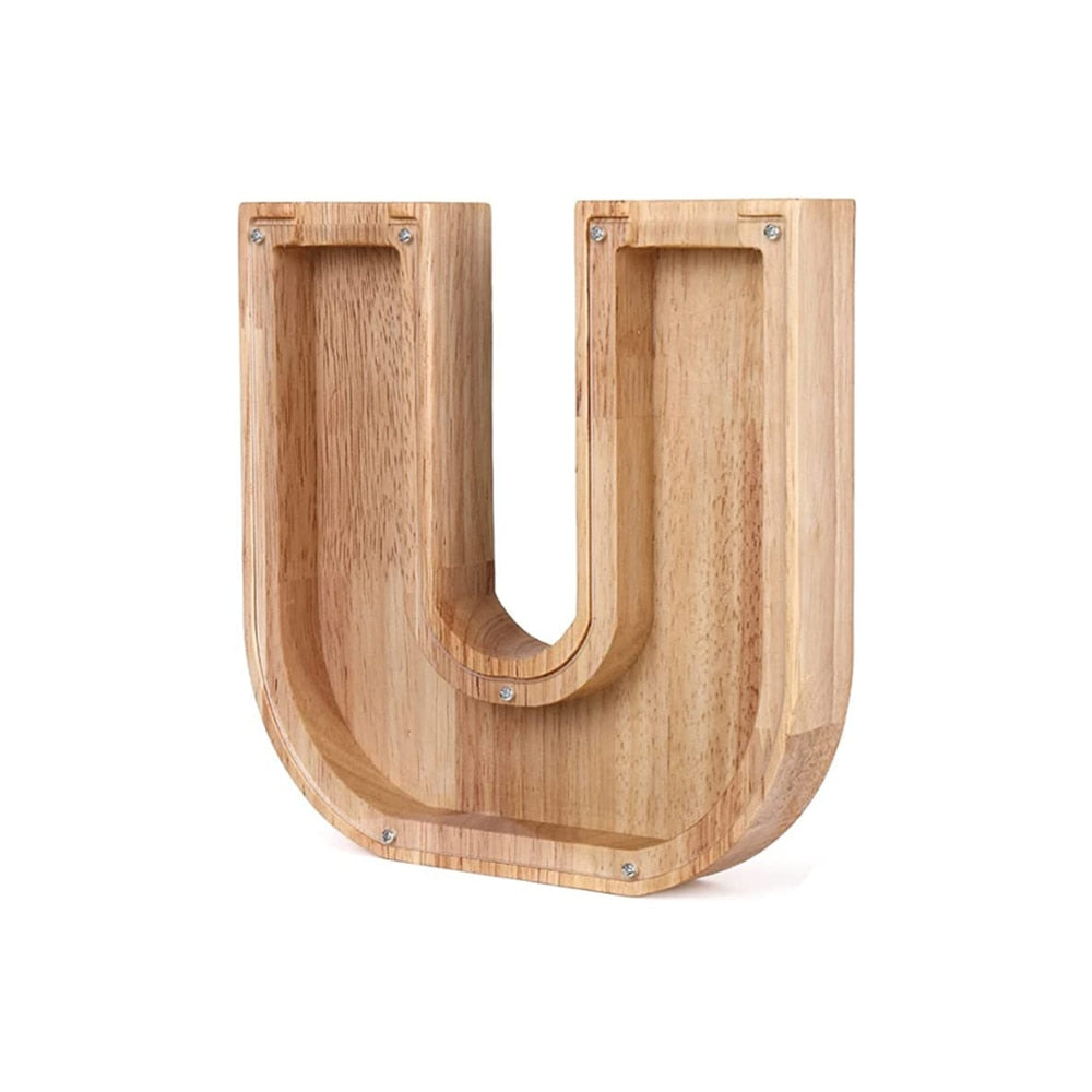 Boîte à économies enfant : tirelire alphabet en bois massif, durable et personnalisée.