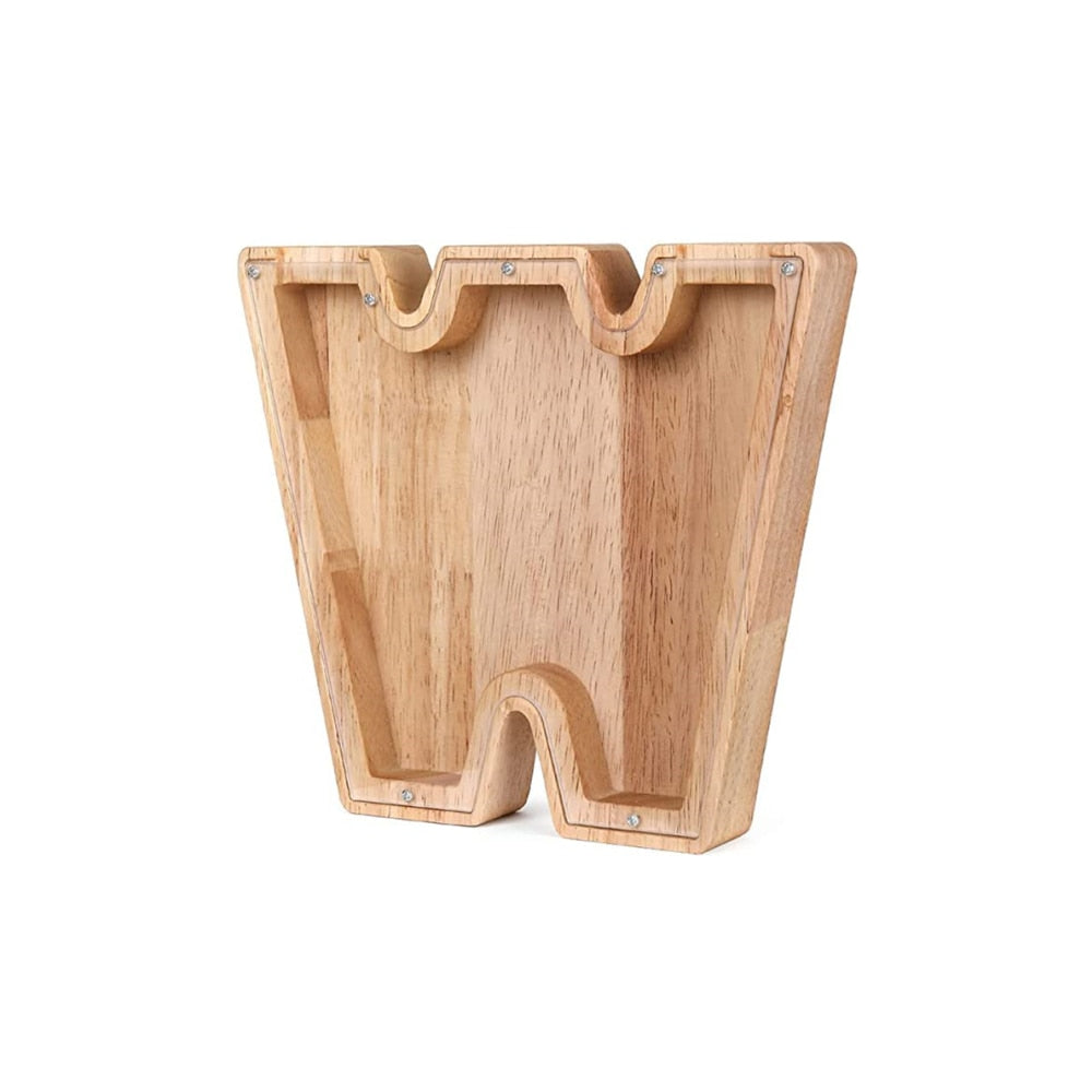 Tirelire alphabet en bois, une idée cadeau originale pour anniversaire d'enfant.