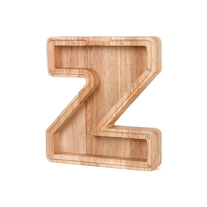 Cadeau de naissance : tirelire alphabet en bois personnalisée avec la première lettre du prénom.