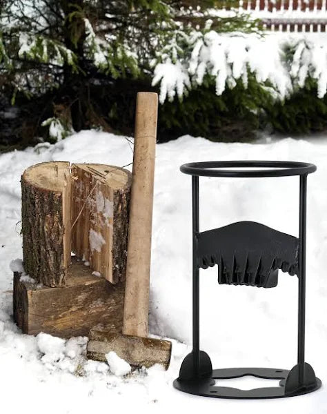 Fendeur de bois manuel robuste en acier, idéal pour fendre facilement les bûches de cheminée ou poêle.