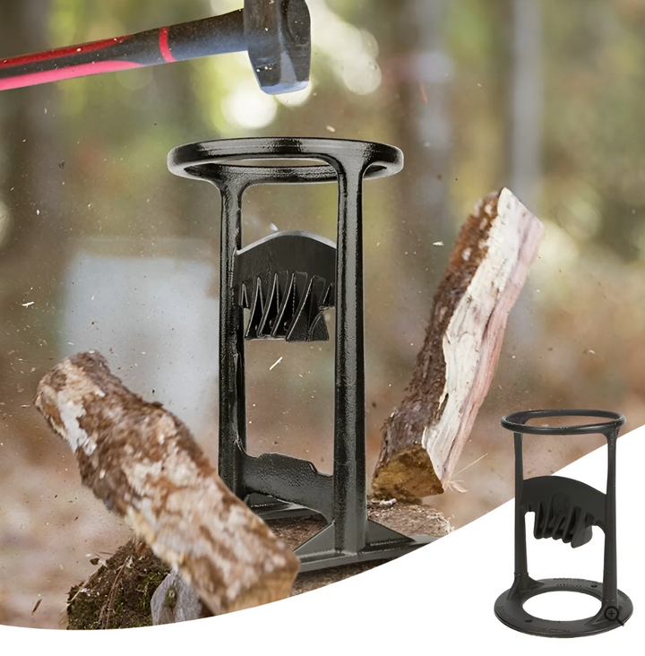 Fendeur de bois manuel en acier et fonte, un outil robuste et efficace pour le fendage des bûches.