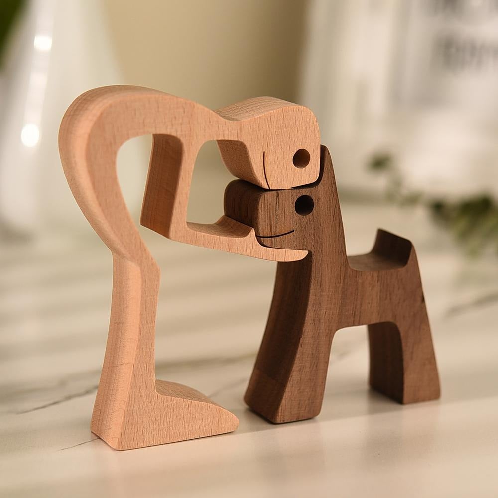 Artisanat unique: sculpture de chien en bois faite main, cadeau idéal pour les passionnés de chiens.