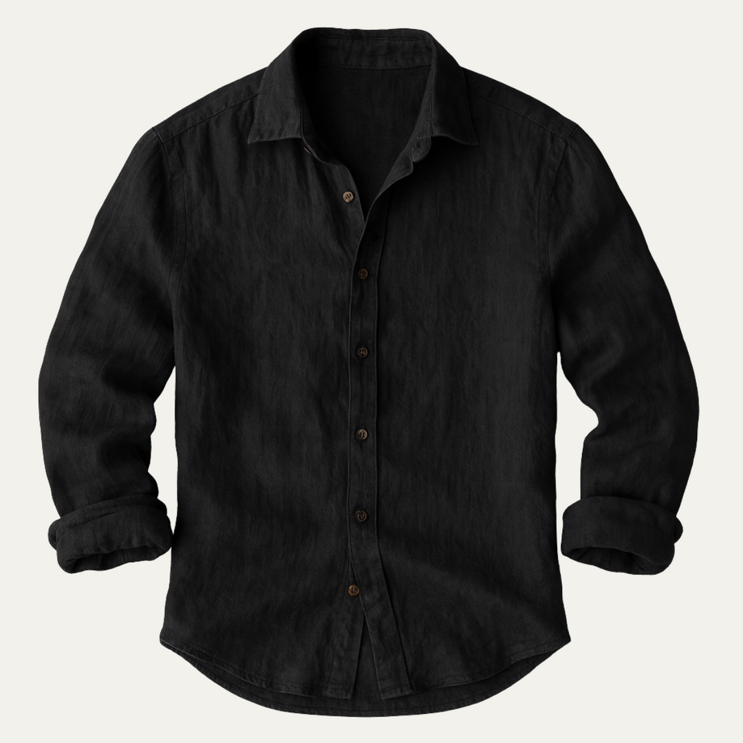 Chemise homme boutonnée, manches longues, col classique, un essentiel élégant et décontracté pour chaque occasion.
