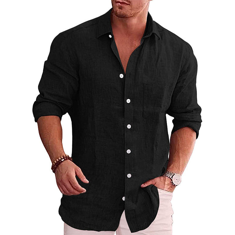 Chemise bureau homme, manches longues, boutons discrets. Élégance et confort pour le travail.