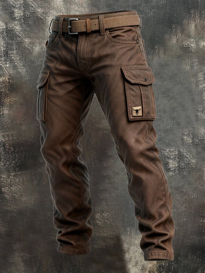 Pantalon cargo slim homme fonctionnel, tissu résistant, poches latérales pratiques pour usage urbain quotidien.