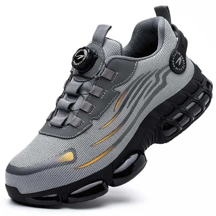 Chaussures sport homme avec fermeture rotative rapide, semelle coussin d'air pour amorti, parfaites pour le fitness.