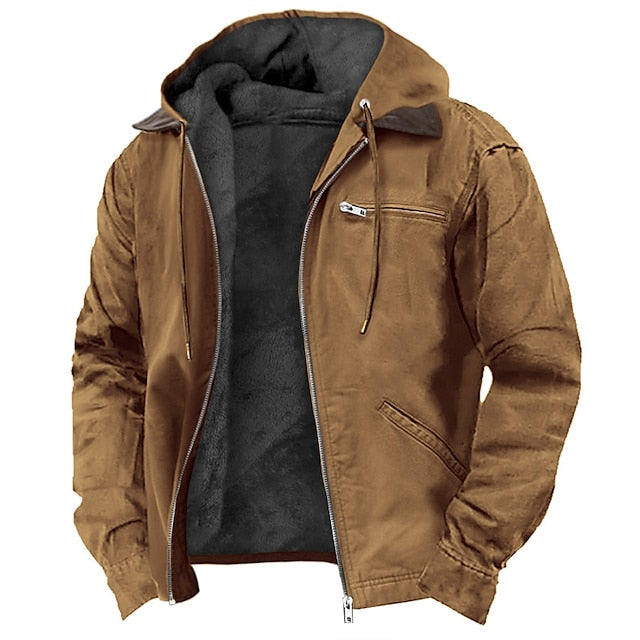 Veste homme zippée à capuche grise, style décontracté pour printemps/automne, confort quotidien.