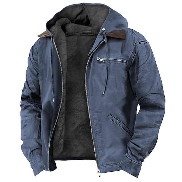 Mode masculine: Veste à capuche zippée, tissu confortable, parfaite pour les tenues de printemps et d'automne.