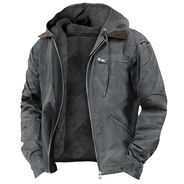 Veste homme décontractée zippée avec capuche, versatile et tendance, parfaite pour un look casual toute l'année.