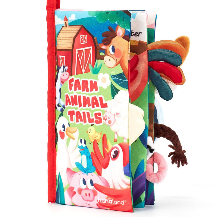 Livre tissu bébé, motifs animaliers à contraste élevé, jouet d'éveil visuel et tactile.