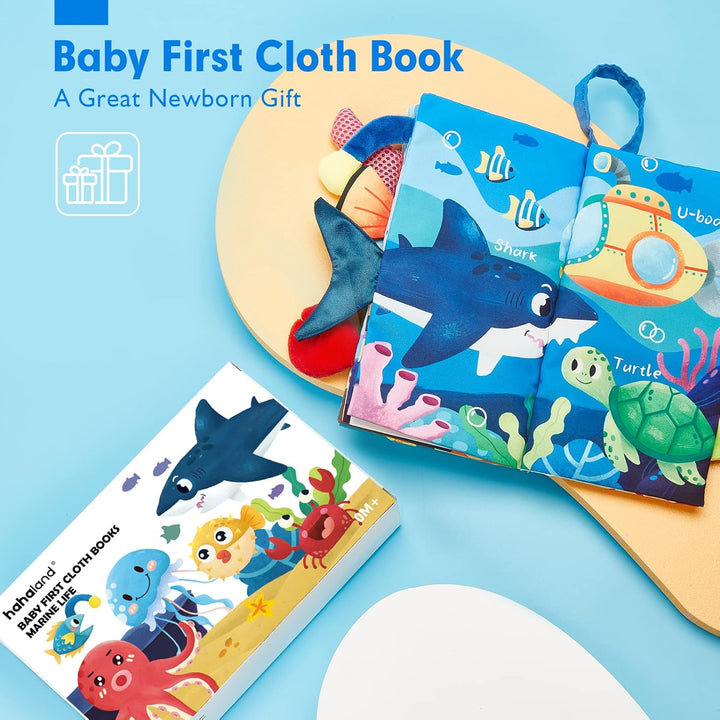 Livre visuel et tactile pour bébé, contrastes marqués, favorise l'attention et l'éveil.
