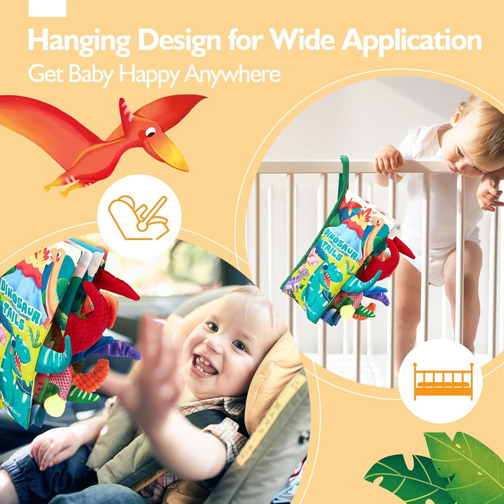 Livre d'activités doux, couleurs vives et formes stimulantes pour l'éveil du bébé.