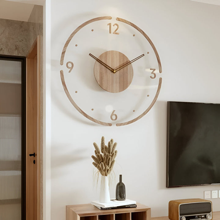 Horloge murale silencieuse de style moderne avec grands chiffres. Idéale pour une décoration murale épurée.