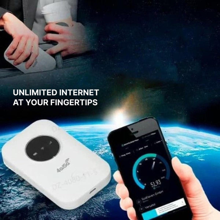 Hotspot Wi-Fi portable 4G/5G compact noir, offrant une connexion internet mobile ultra-rapide pour le télétravail et voyage.