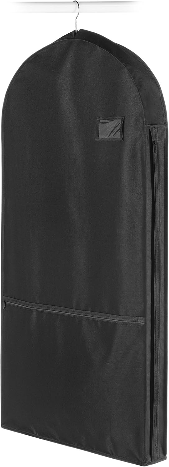 Housse à vêtements de voyage noire, zippée et déperlante. Protection efficace des tenues pour bagages unisexes.