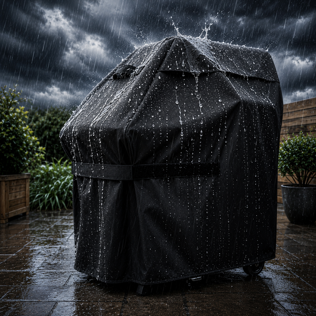 Housse de protection universelle noire pour barbecue extérieur, résistante et imperméable au jardin.