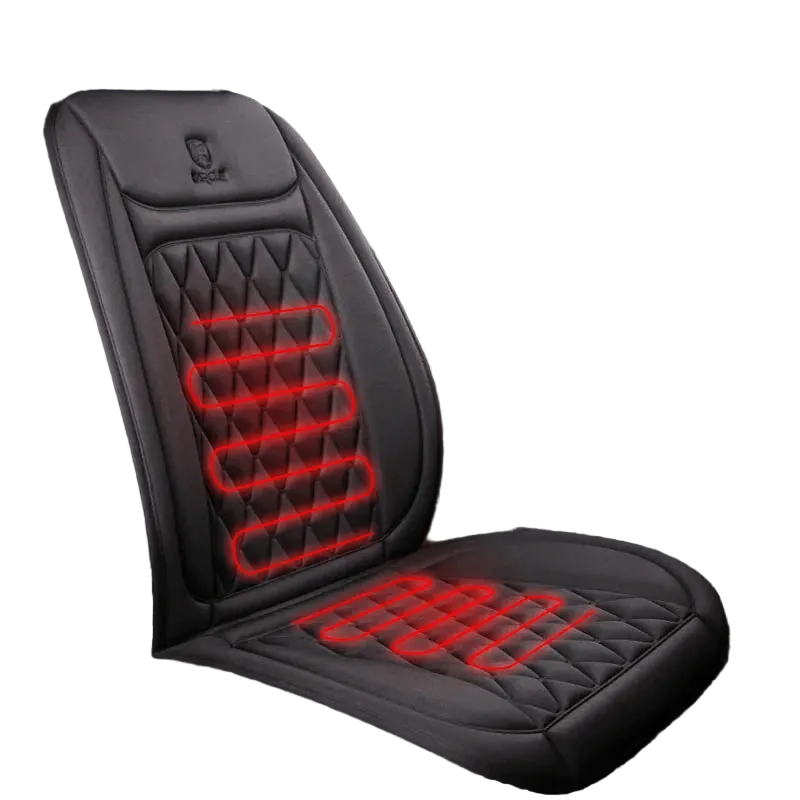 Housse de siège auto chauffante en flanelle noire, chaleur réglable pour un confort optimal en hiver.