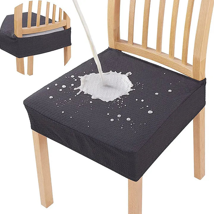 Protection de meuble: housse de chaise extensible imperméable pour assise, style jacquard. Rénovation facile.