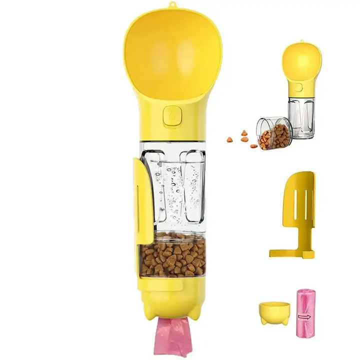 Bouteille d'eau multifonctionnelle pour chien/chat, design compact. Distributeur portable pour voyages animaux.