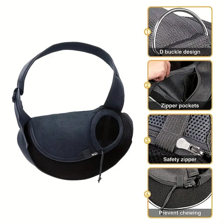 Sac de transport confortable, respirant et ajustable pour petits animaux de compagnie.