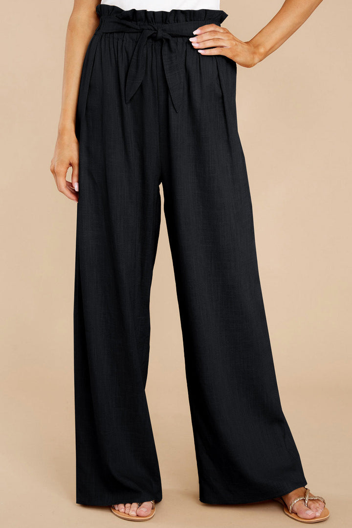 Pantalon ample décontracté femme grande taille, noir, taille élastiquée pour confort optimal et look élégant.