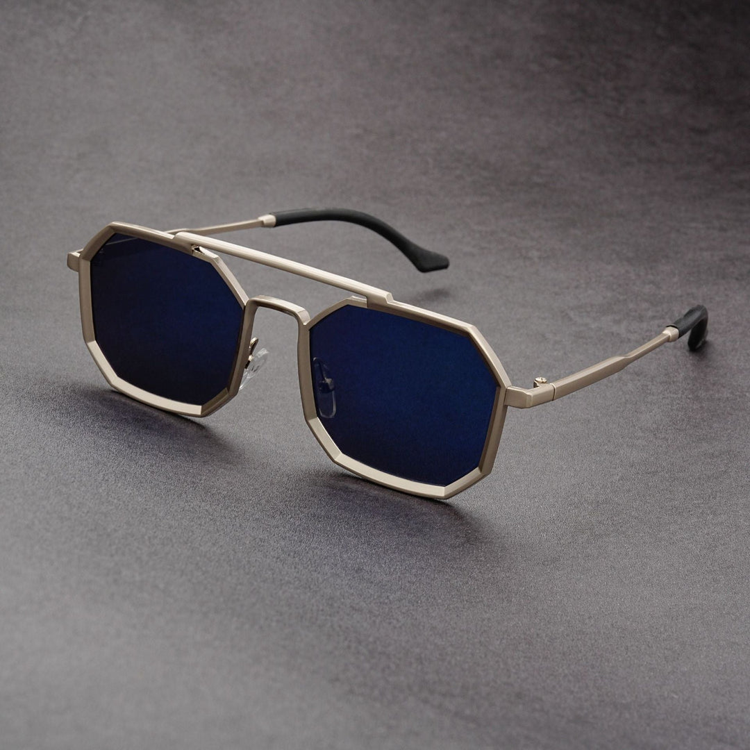 Lunettes de soleil double pont style punk. Protection solaire efficace et look avant-gardiste unisexe.