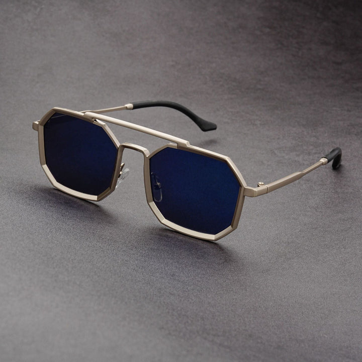 Lunettes de soleil double pont style punk. Protection solaire efficace et look avant-gardiste unisexe.