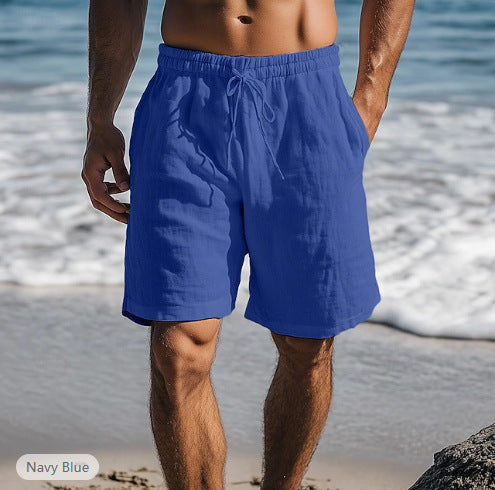 Short homme vert armée, coupe droite et taille élastique, bas décontracté et confortable pour l'été et les loisirs.