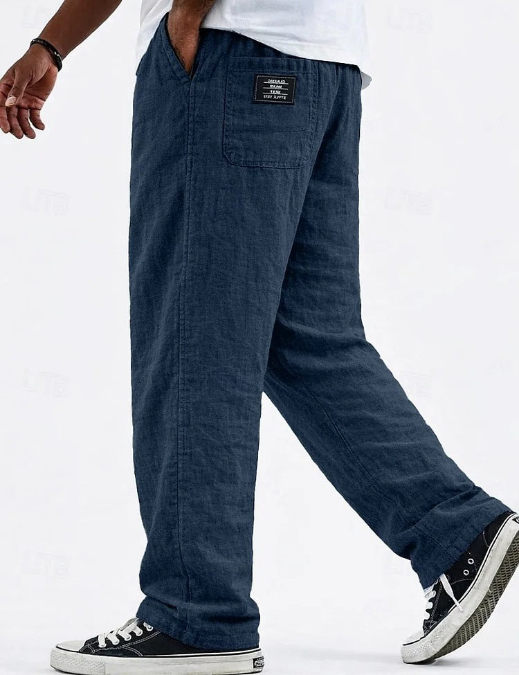 Pantalon large homme ultra confortable, coupe ample et décontractée, avec taille cordon, idéal pour l'été.
