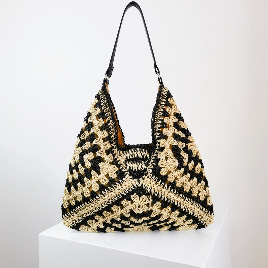 Sac épaule femme en paille tissé main, style chic et léger. Idéal pour l'été.