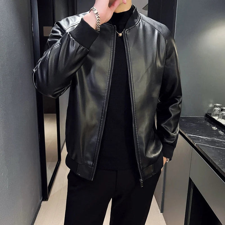 Blouson homme moderne slim fit, col montant. Vêtement extérieur élégant et décontracté pour saison froide.