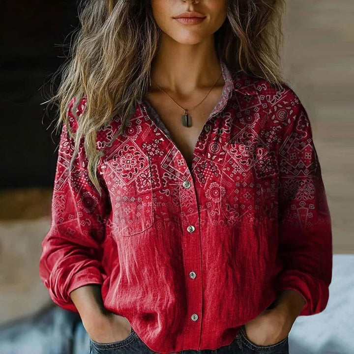 Haut femme ample et élégant, manches longues, motif 3D, parfait pour un style chic et confortable au quotidien.