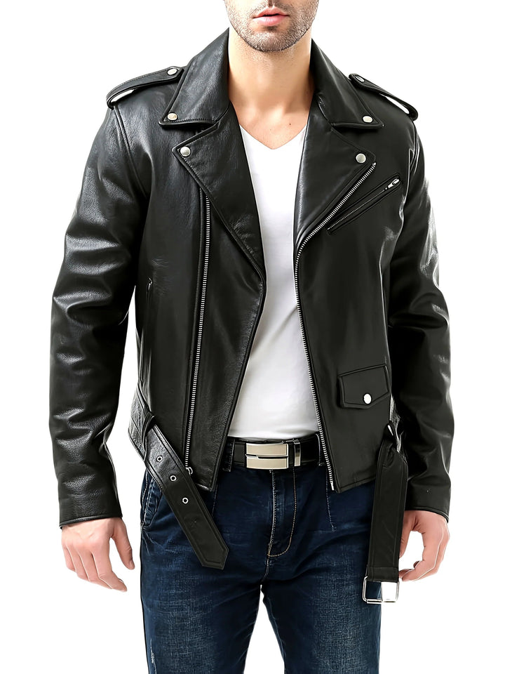 Veste biker homme moderne à poches 3D, coupe décontractée, un essentiel mode masculine.
