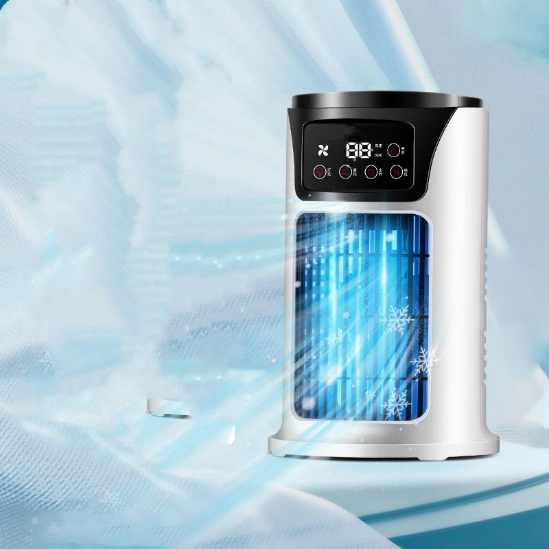 Climatiseur portable USB 3-en-1: rafraîchit, humidifie, purifie l'air pour bureau, chambre ou maison.