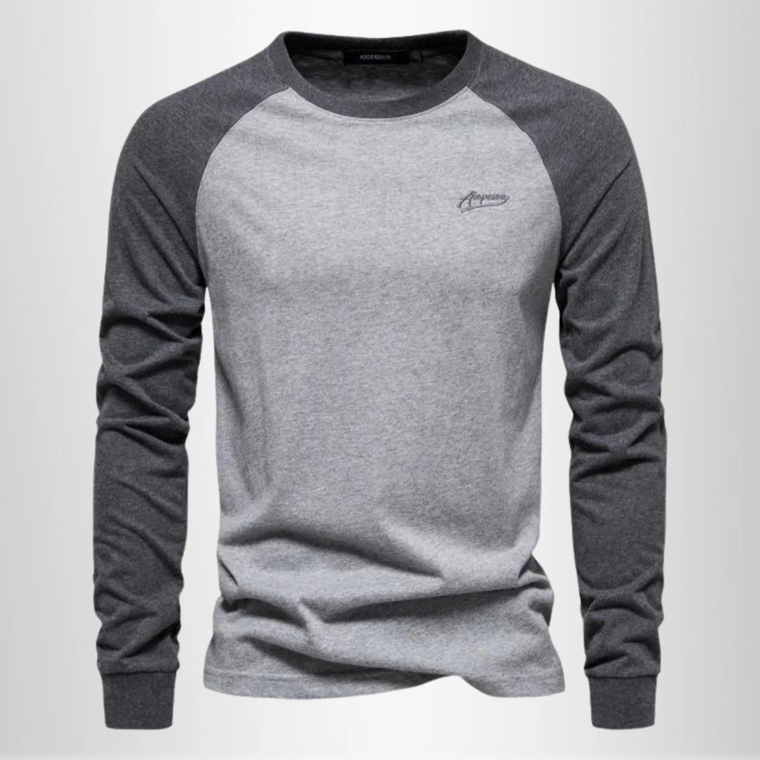 T-shirt homme basique chic, manches raglan, mode décontractée urbaine pour printemps-été.