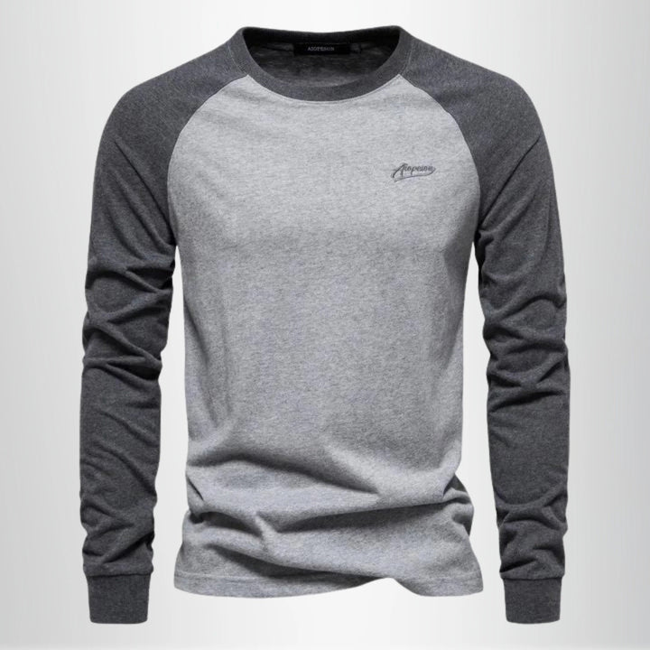 T-shirt homme basique chic, manches raglan, mode décontractée urbaine pour printemps-été.