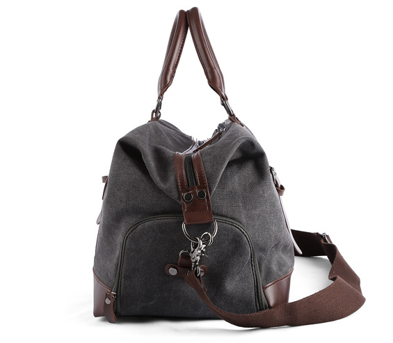 Sac homme en toile pour l'épaule, grand cabas robuste idéal pour voyage et loisirs.