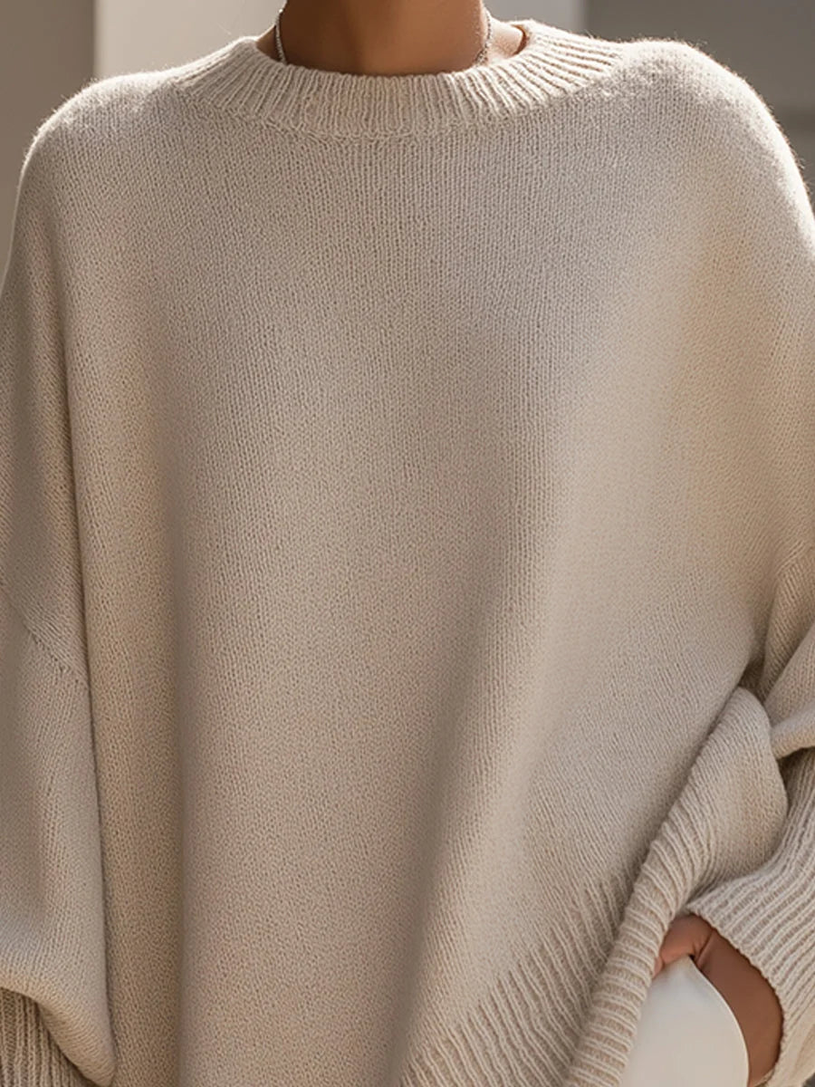 Pull femme doux et chaleureux, coupe oversize ample, mode décontractée confort.