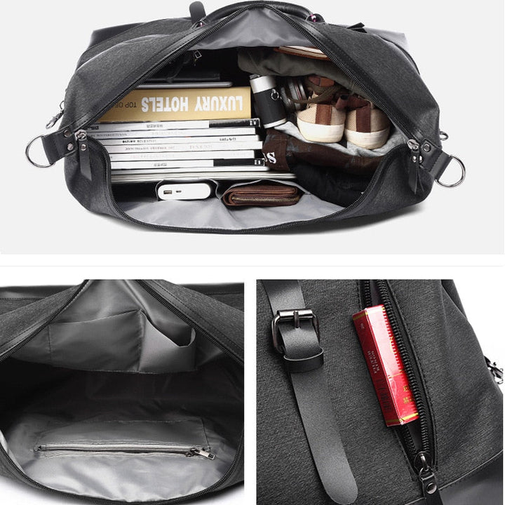 Duffle bag homme résistant et pratique, parfait pour les voyages et aventures.